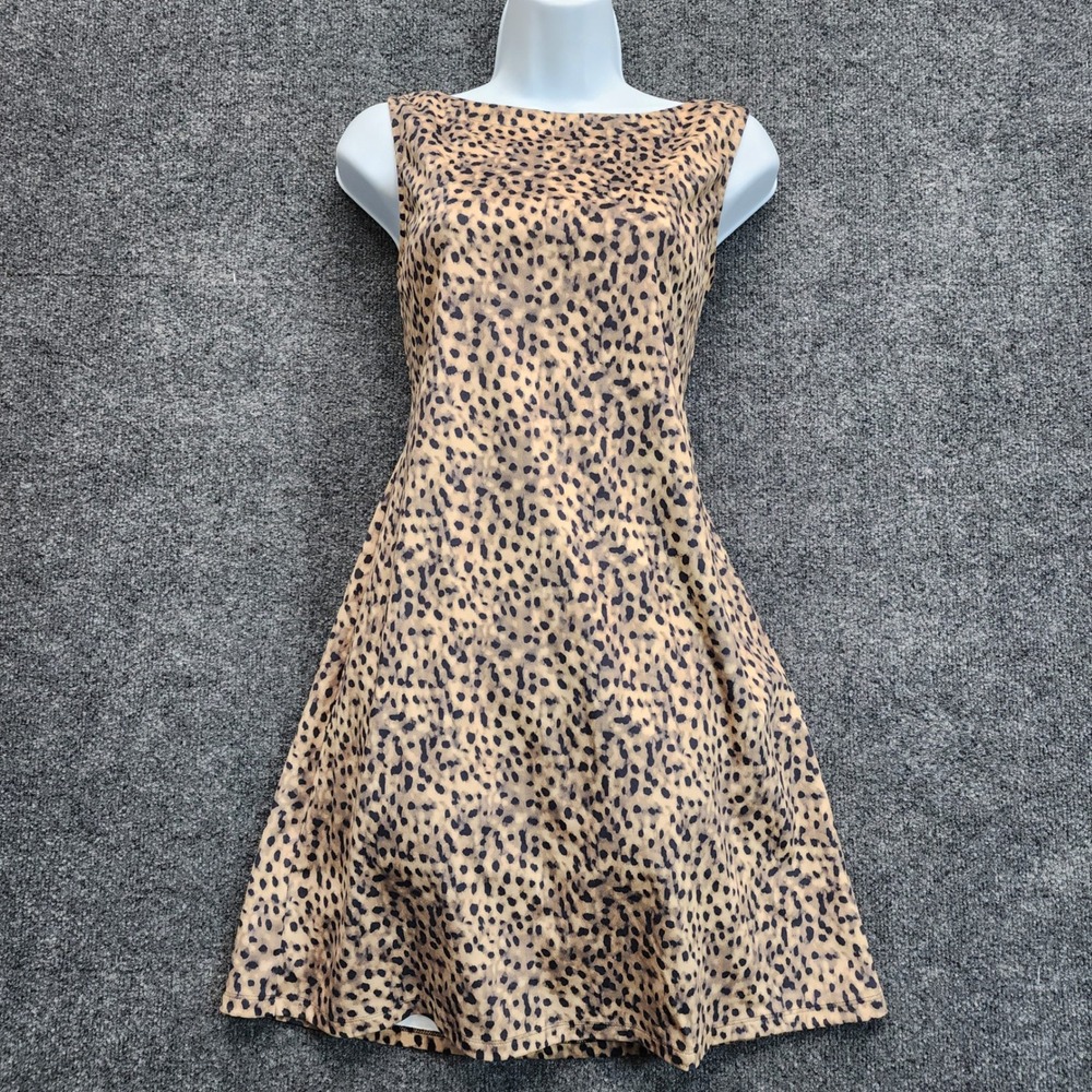 Tommy Bahama Women Leopard Animal Print Sleeveless‎ Fit Flare Knit Dress Size S